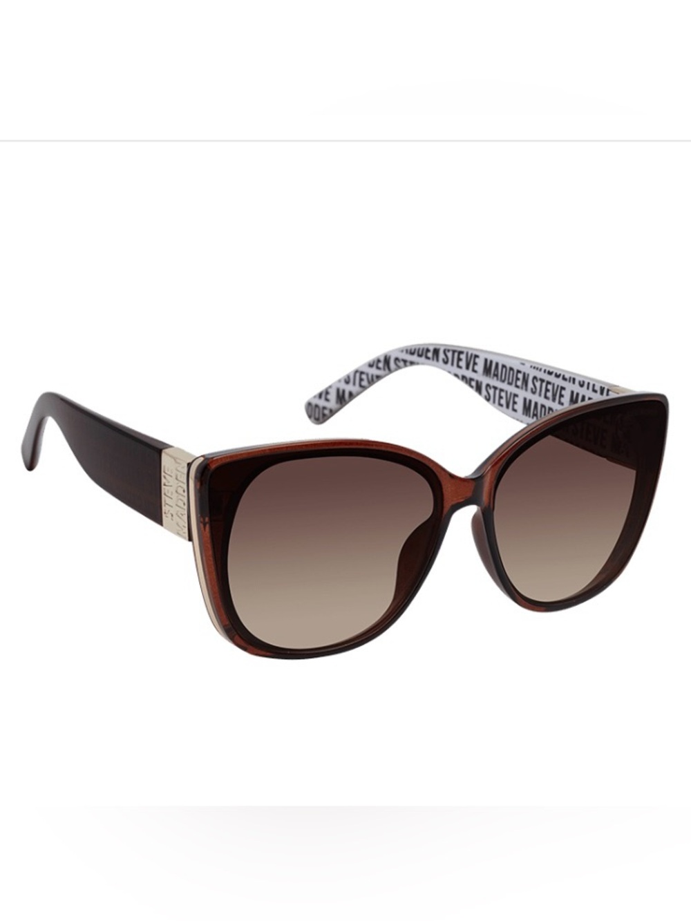 STEVE MADDEN Shelbea camel Round Sunglasses Smoke Lenses logo accent x17702 NWT